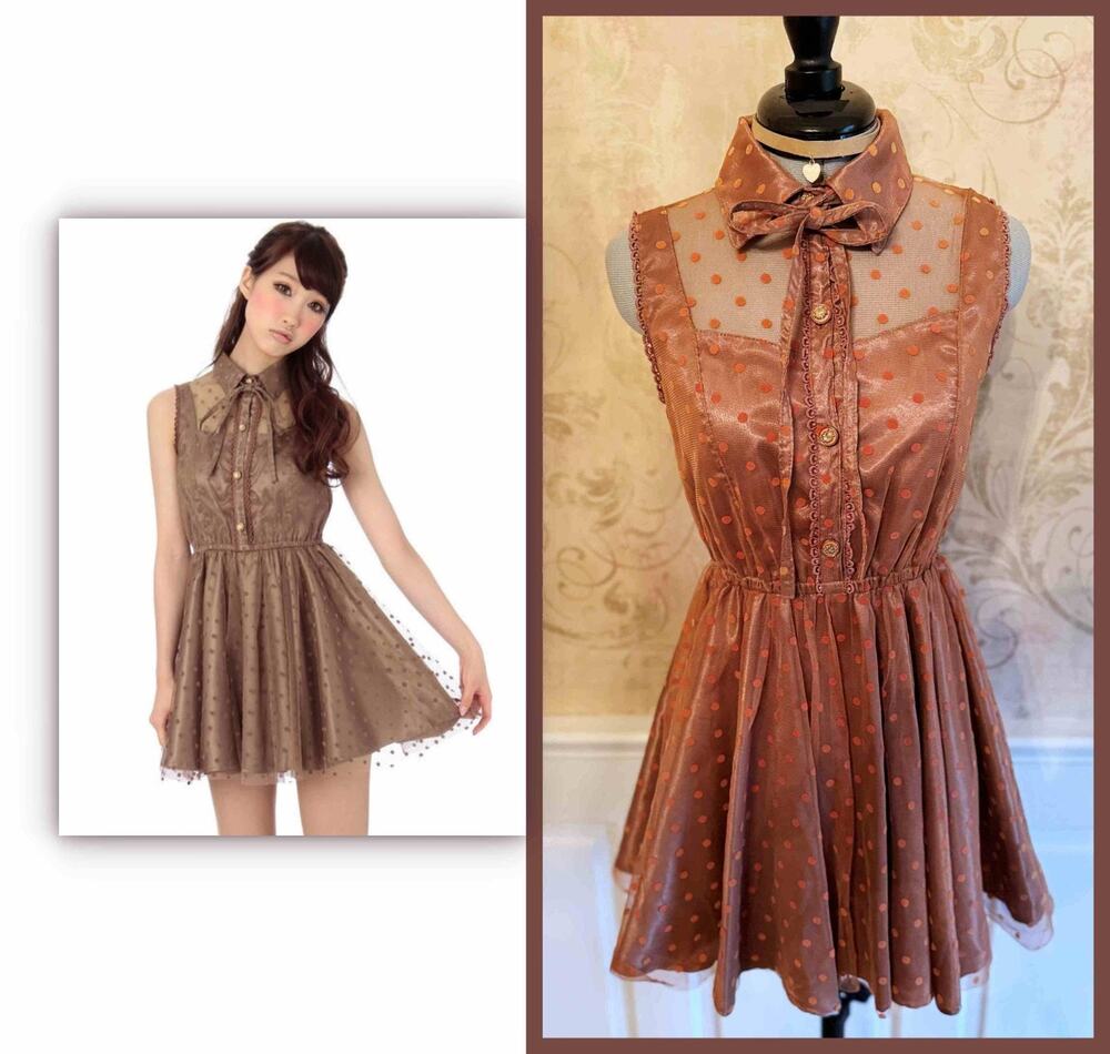 Liz Lisa Mesh Dot Blouse Dress Mocha J Fashion Gyaru Himekaji Shoujo Girl Japan